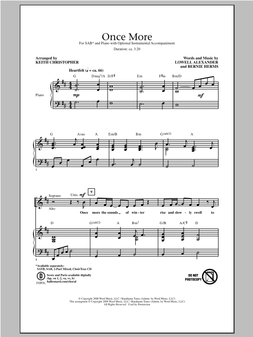 Download Keith Christopher Once More Sheet Music and learn how to play 2-Part Choir PDF digital score in minutes