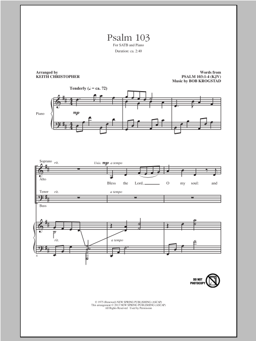 Download Keith Christopher Psalm 103 Sheet Music and learn how to play SATB PDF digital score in minutes