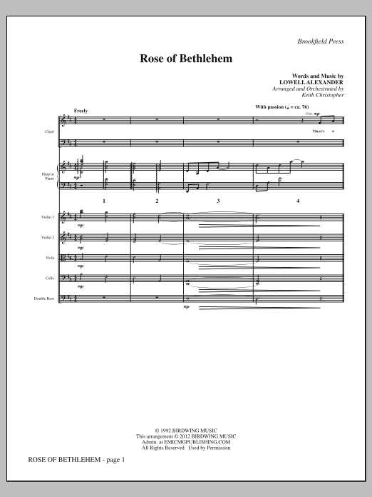 Download Keith Christopher Rose Of Bethlehem - Full Score Sheet Music and learn how to play Choir Instrumental Pak PDF digital score in minutes