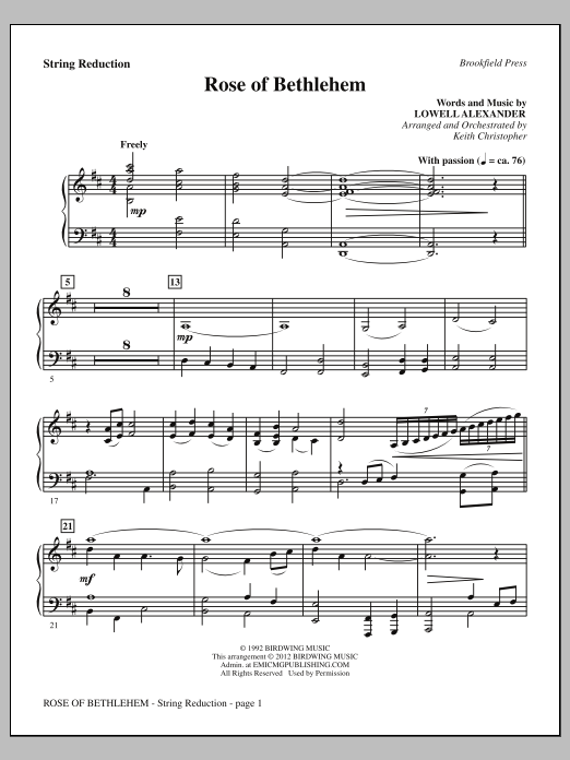 Download Keith Christopher Rose Of Bethlehem - Keyboard String Reduction Sheet Music and learn how to play Choir Instrumental Pak PDF digital score in minutes