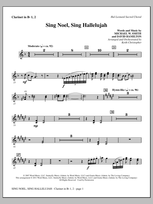 Download Keith Christopher Sing Noel, Sing Hallelujah - Bb Clarinet 1 & 2 Sheet Music and learn how to play Choir Instrumental Pak PDF digital score in minutes