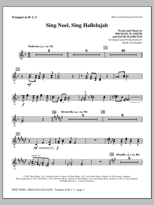 Download Keith Christopher Sing Noel, Sing Hallelujah - Bb Trumpet 2,3 Sheet Music and learn how to play Choir Instrumental Pak PDF digital score in minutes