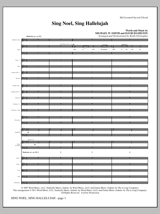 Download Keith Christopher Sing Noel, Sing Hallelujah - Full Score Sheet Music and learn how to play Choir Instrumental Pak PDF digital score in minutes
