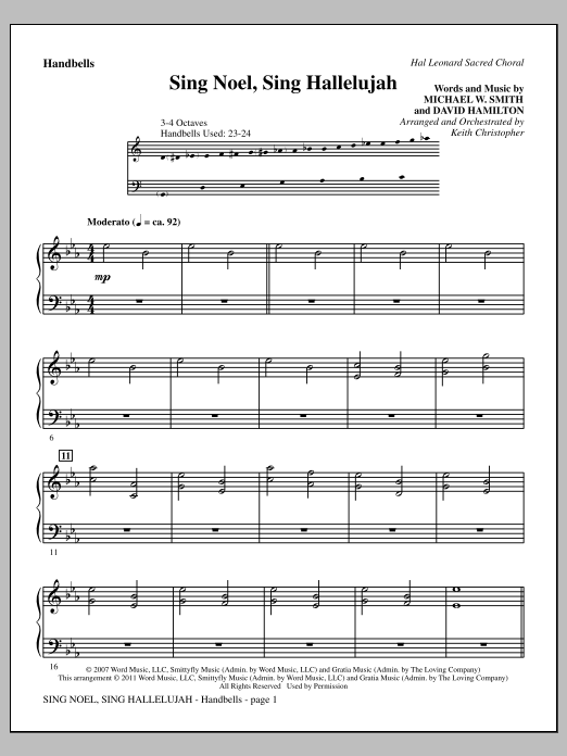 Download Keith Christopher Sing Noel, Sing Hallelujah - Handbells Sheet Music and learn how to play Choir Instrumental Pak PDF digital score in minutes
