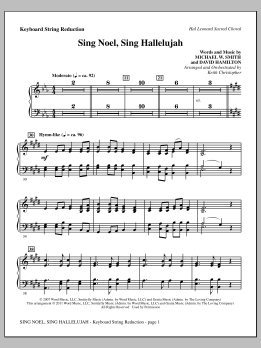 Download Keith Christopher Sing Noel, Sing Hallelujah - Keyboard String Reduction Sheet Music and learn how to play Choir Instrumental Pak PDF digital score in minutes