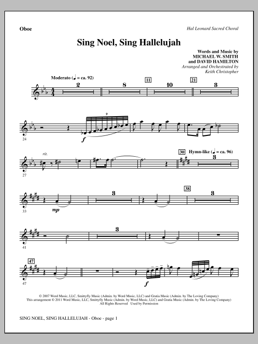 Download Keith Christopher Sing Noel, Sing Hallelujah - Oboe Sheet Music and learn how to play Choir Instrumental Pak PDF digital score in minutes