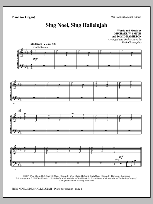 Download Keith Christopher Sing Noel, Sing Hallelujah - Piano or Organ Sheet Music and learn how to play Choir Instrumental Pak PDF digital score in minutes