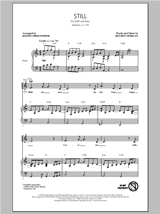 Download Keith Christopher Still Sheet Music and learn how to play 2-Part Choir PDF digital score in minutes