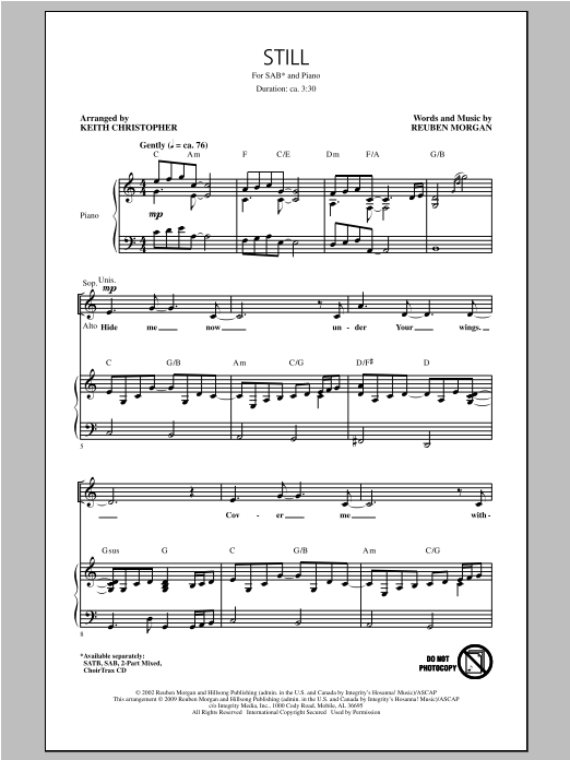 Download Keith Christopher Still Sheet Music and learn how to play SATB PDF digital score in minutes