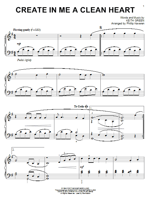 Download Keith Green Create In Me A Clean Heart Sheet Music and learn how to play Piano Solo PDF digital score in minutes