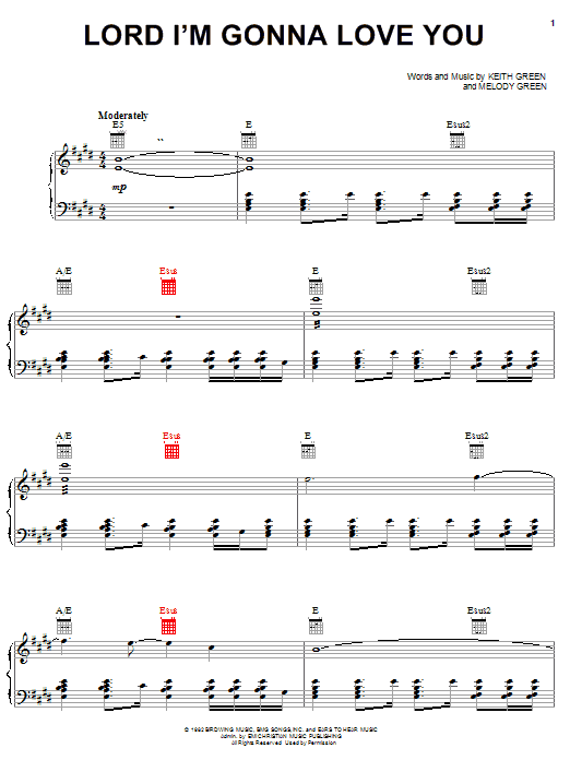 Download Keith Green Lord I'm Gonna Love You Sheet Music and learn how to play Piano, Vocal & Guitar (Right-Hand Melody) PDF digital score in minutes