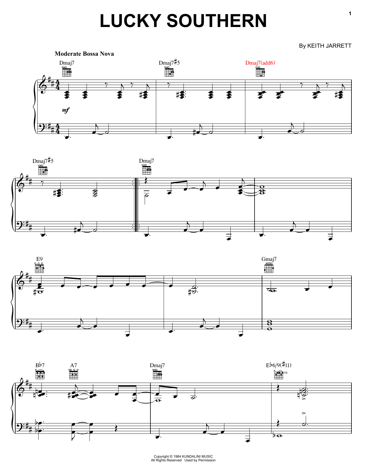 Download Keith Jarrett Lucky Southern Sheet Music and learn how to play Real Book – Melody & Chords – C Instruments PDF digital score in minutes