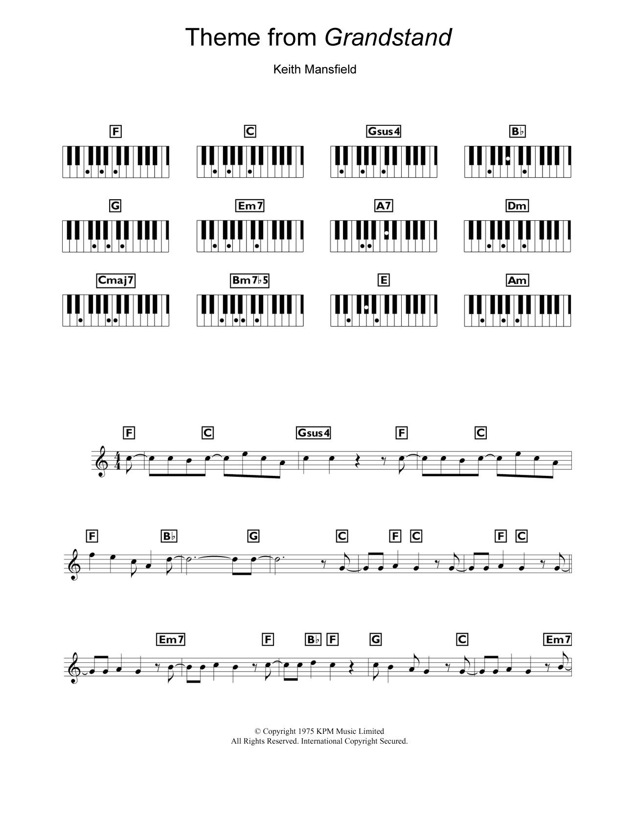 Download Keith Mansfield Theme from Grandstand Sheet Music and learn how to play Keyboard PDF digital score in minutes