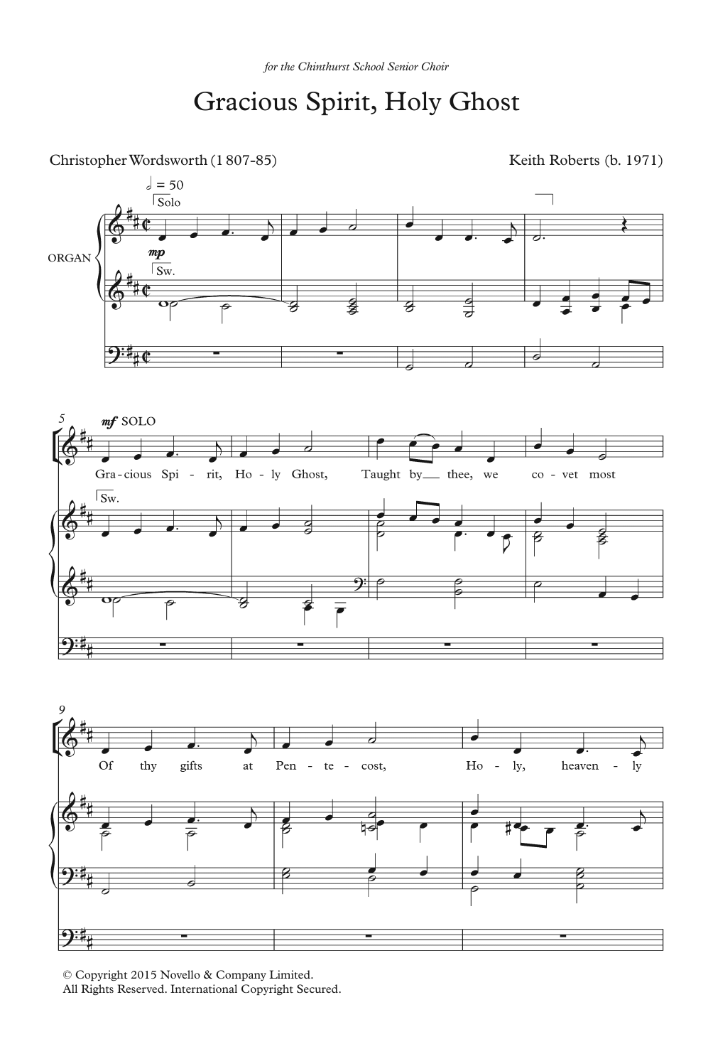 Download Keith Roberts Gracious Spirit, Holy Ghost Sheet Music and learn how to play SSAA PDF digital score in minutes