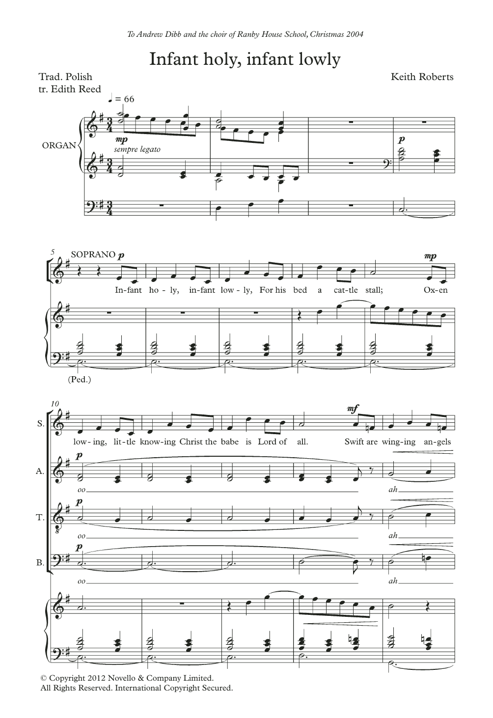 Download Keith Roberts Infant Holy, Infant Lowly Sheet Music and learn how to play SATB Choir PDF digital score in minutes