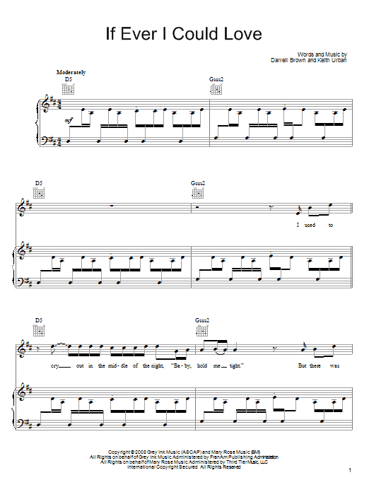 Download Keith Urban If Ever I Could Love Sheet Music and learn how to play Piano, Vocal & Guitar (Right-Hand Melody) PDF digital score in minutes