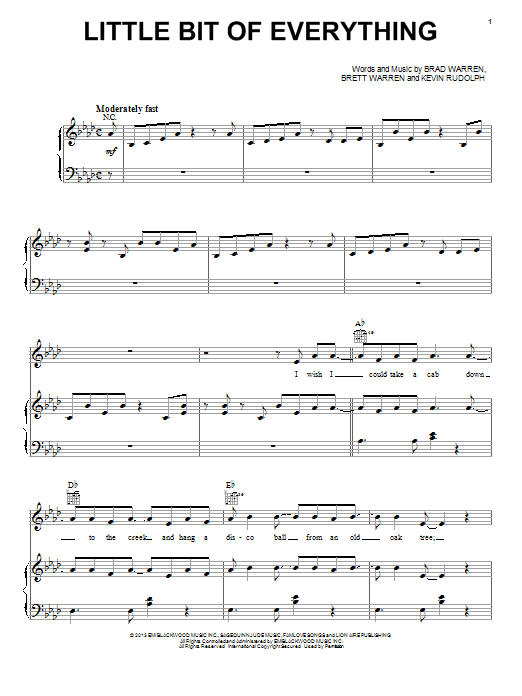 Download Keith Urban Little Bit Of Everything Sheet Music and learn how to play Piano, Vocal & Guitar (Right-Hand Melody) PDF digital score in minutes