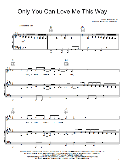 Download Keith Urban Only You Can Love Me This Way Sheet Music and learn how to play Lyrics & Chords PDF digital score in minutes