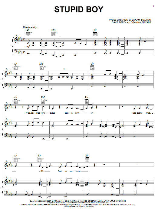 Download Keith Urban Stupid Boy Sheet Music and learn how to play Piano, Vocal & Guitar (Right-Hand Melody) PDF digital score in minutes