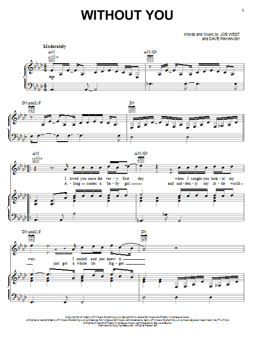 Download Keith Urban Without You Sheet Music and learn how to play Piano, Vocal & Guitar (Right-Hand Melody) PDF digital score in minutes