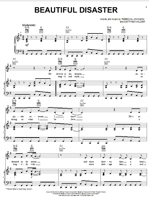 Download Kelly Clarkson Beautiful Disaster Sheet Music and learn how to play Piano, Vocal & Guitar (Right-Hand Melody) PDF digital score in minutes