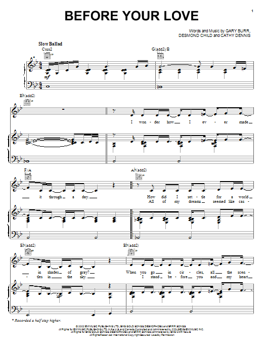 Download Kelly Clarkson Before Your Love Sheet Music and learn how to play Piano, Vocal & Guitar (Right-Hand Melody) PDF digital score in minutes