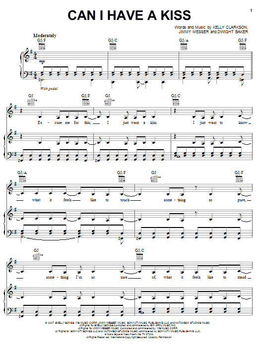 Download Kelly Clarkson Can I Have A Kiss Sheet Music and learn how to play Piano, Vocal & Guitar (Right-Hand Melody) PDF digital score in minutes