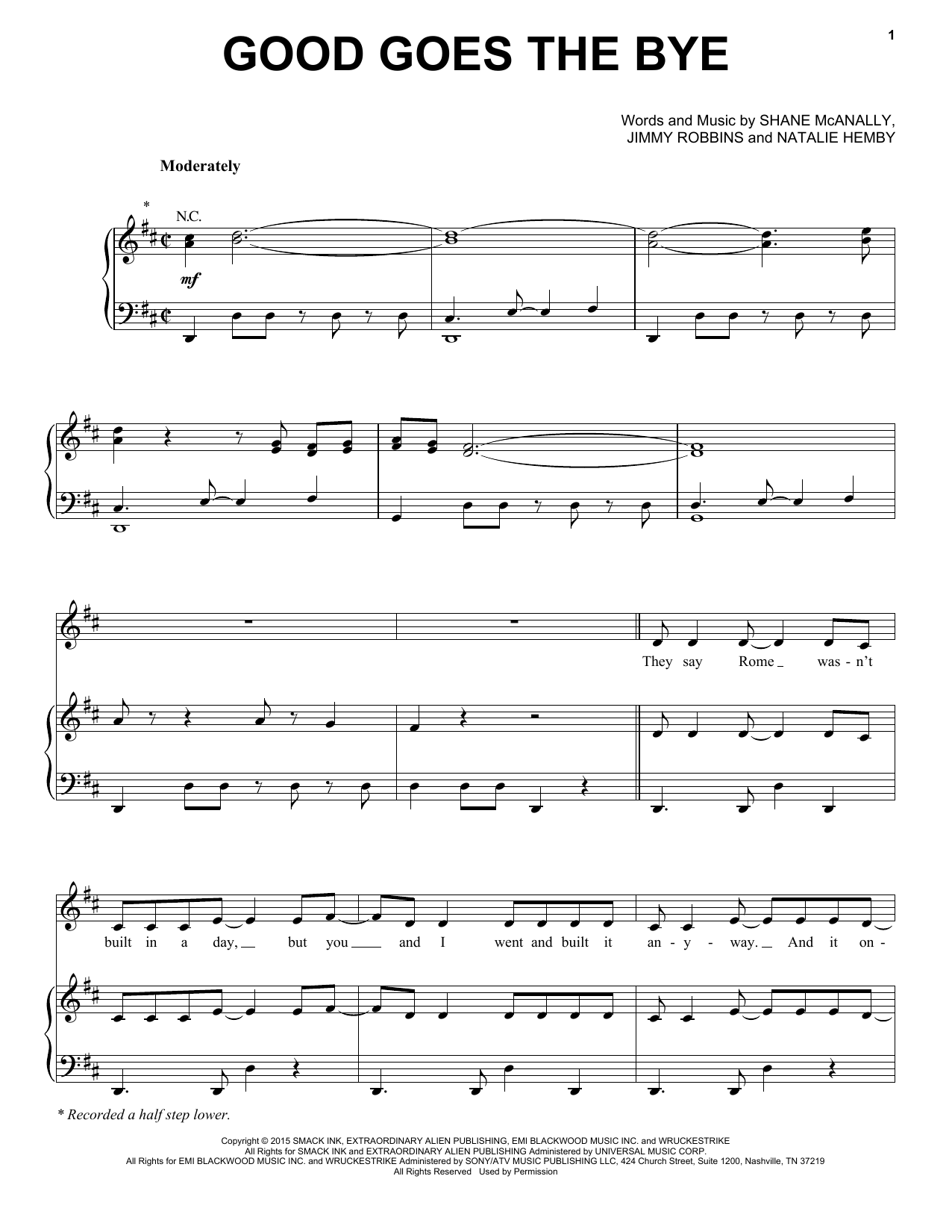 Download Kelly Clarkson Good Goes The Bye Sheet Music and learn how to play Piano, Vocal & Guitar (Right-Hand Melody) PDF digital score in minutes