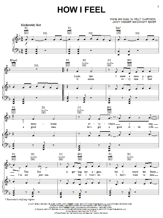 Download Kelly Clarkson How I Feel Sheet Music and learn how to play Piano, Vocal & Guitar (Right-Hand Melody) PDF digital score in minutes