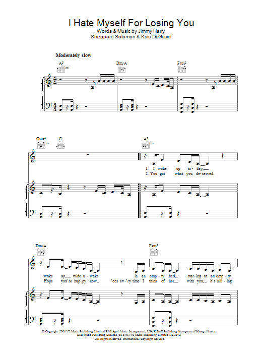 Download Kelly Clarkson I Hate Myself For Losing You Sheet Music and learn how to play Piano, Vocal & Guitar (Right-Hand Melody) PDF digital score in minutes