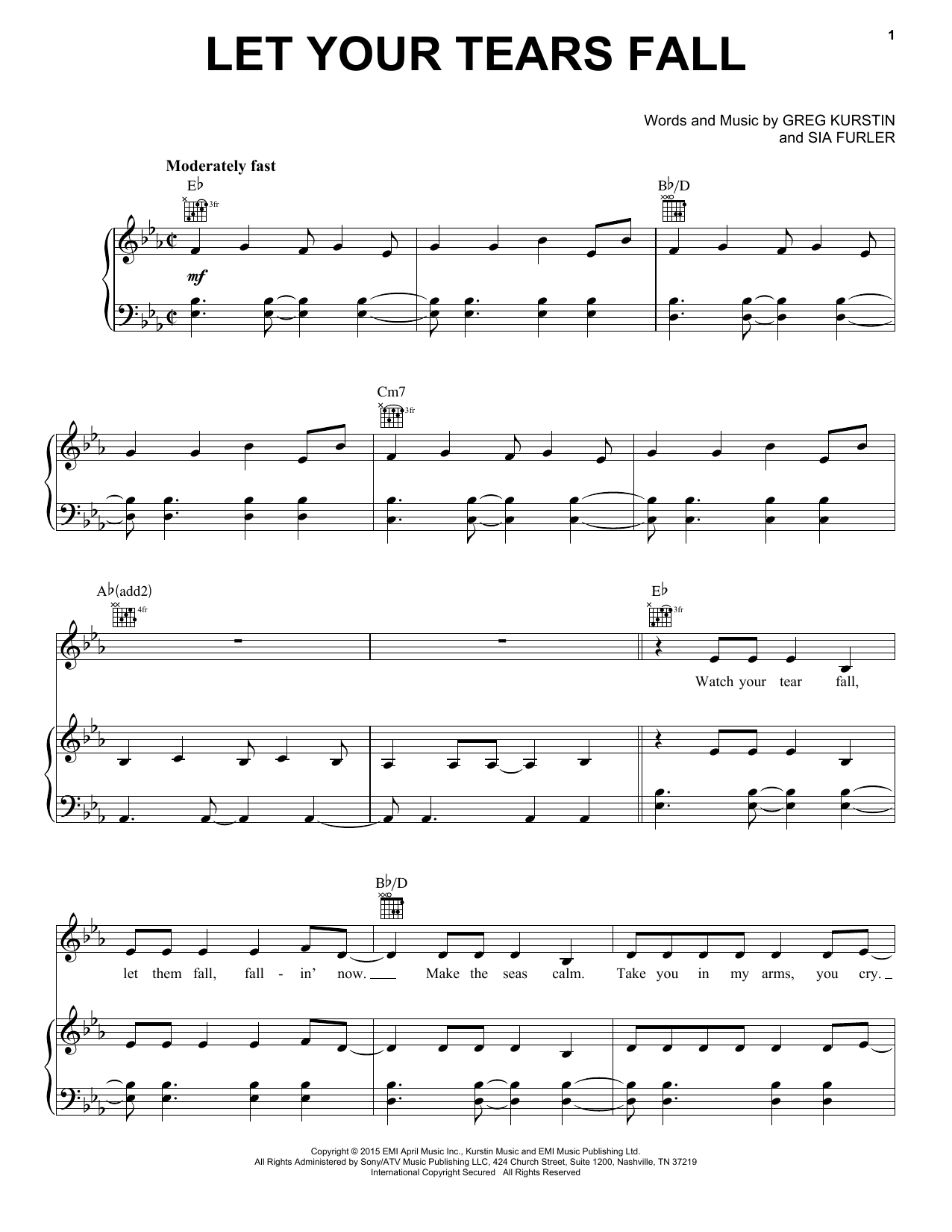 Download Kelly Clarkson Let Your Tears Fall Sheet Music and learn how to play Piano, Vocal & Guitar (Right-Hand Melody) PDF digital score in minutes