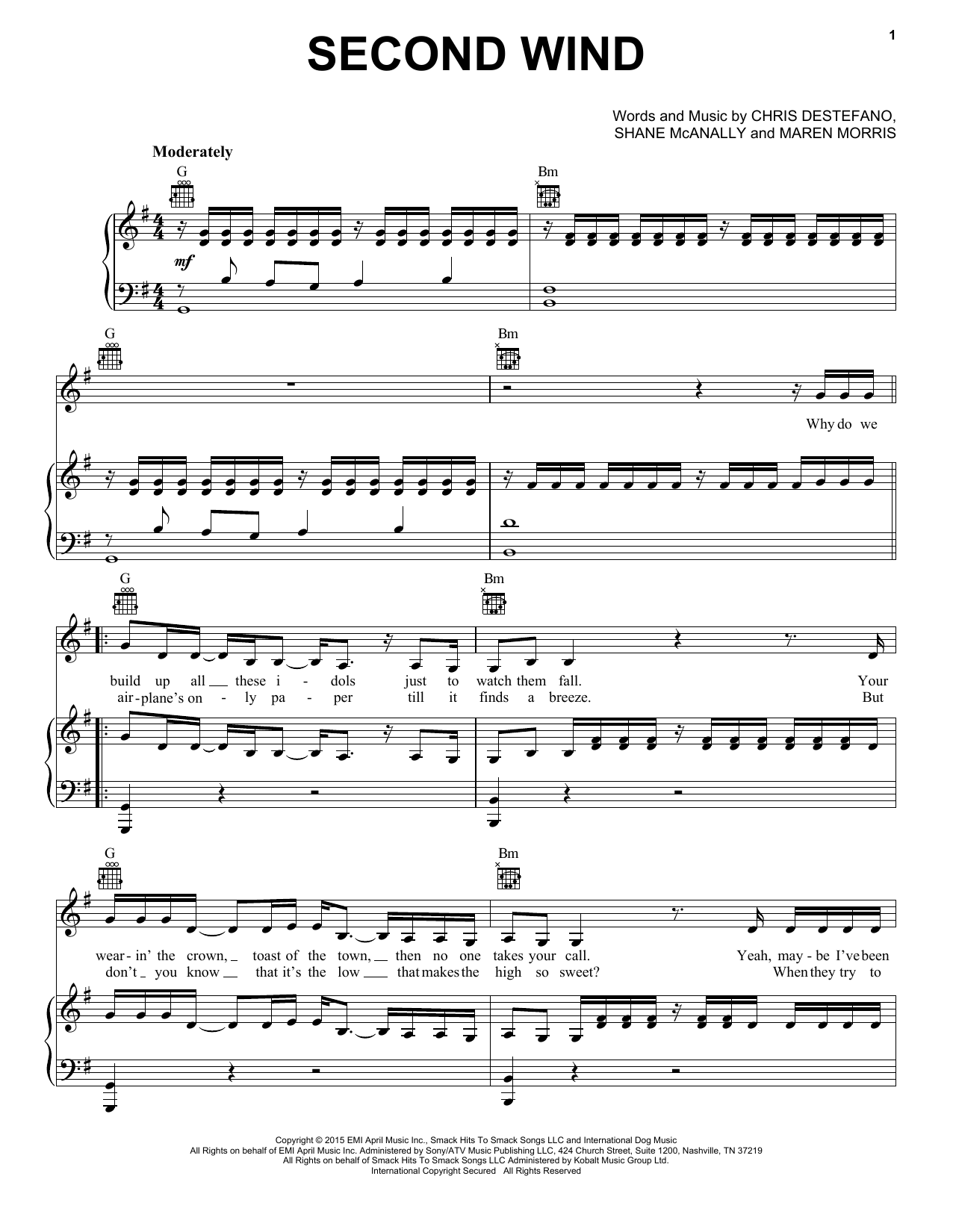 Download Kelly Clarkson Second Wind Sheet Music and learn how to play Piano, Vocal & Guitar (Right-Hand Melody) PDF digital score in minutes