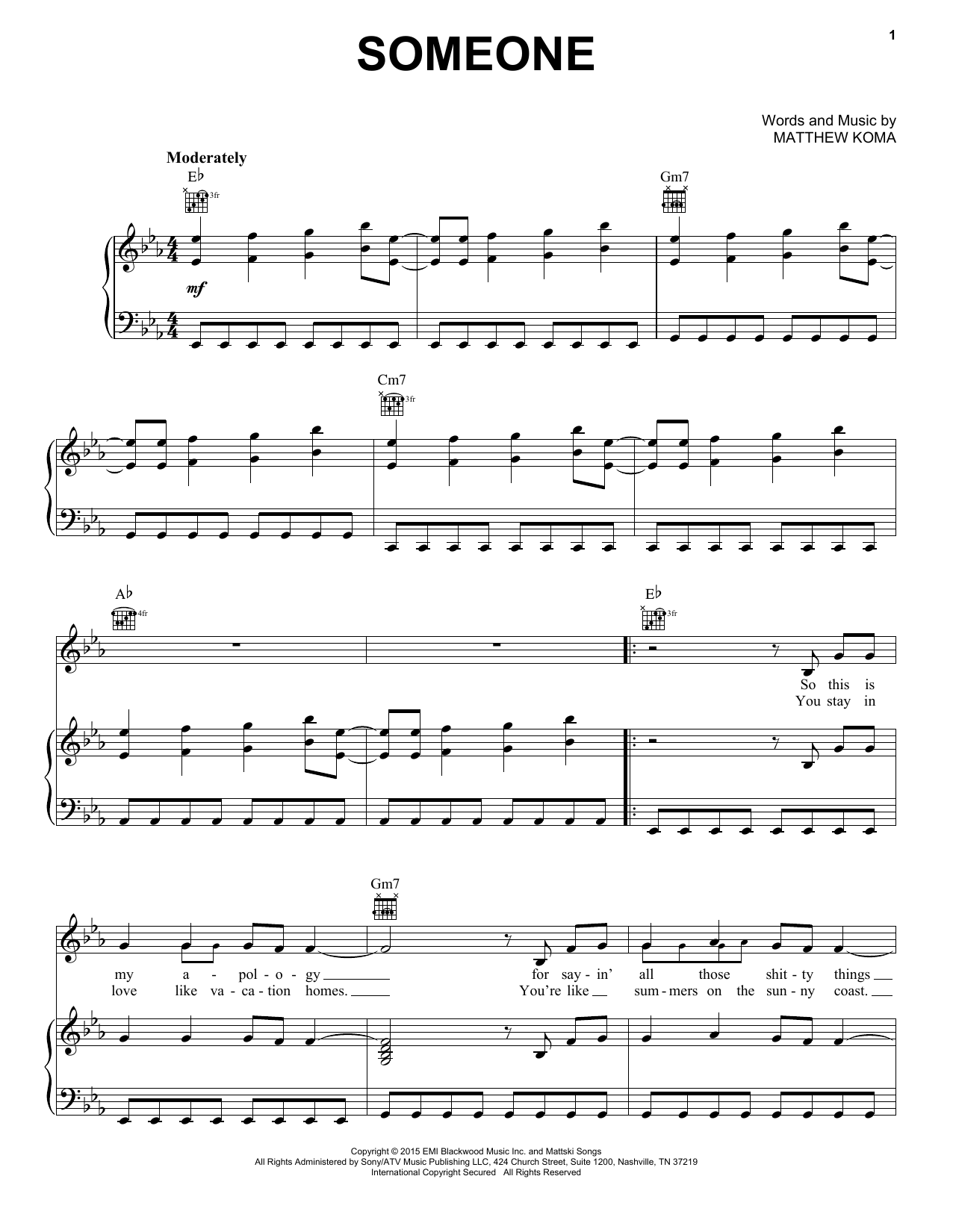 Download Kelly Clarkson Someone Sheet Music and learn how to play Lyrics & Chords PDF digital score in minutes