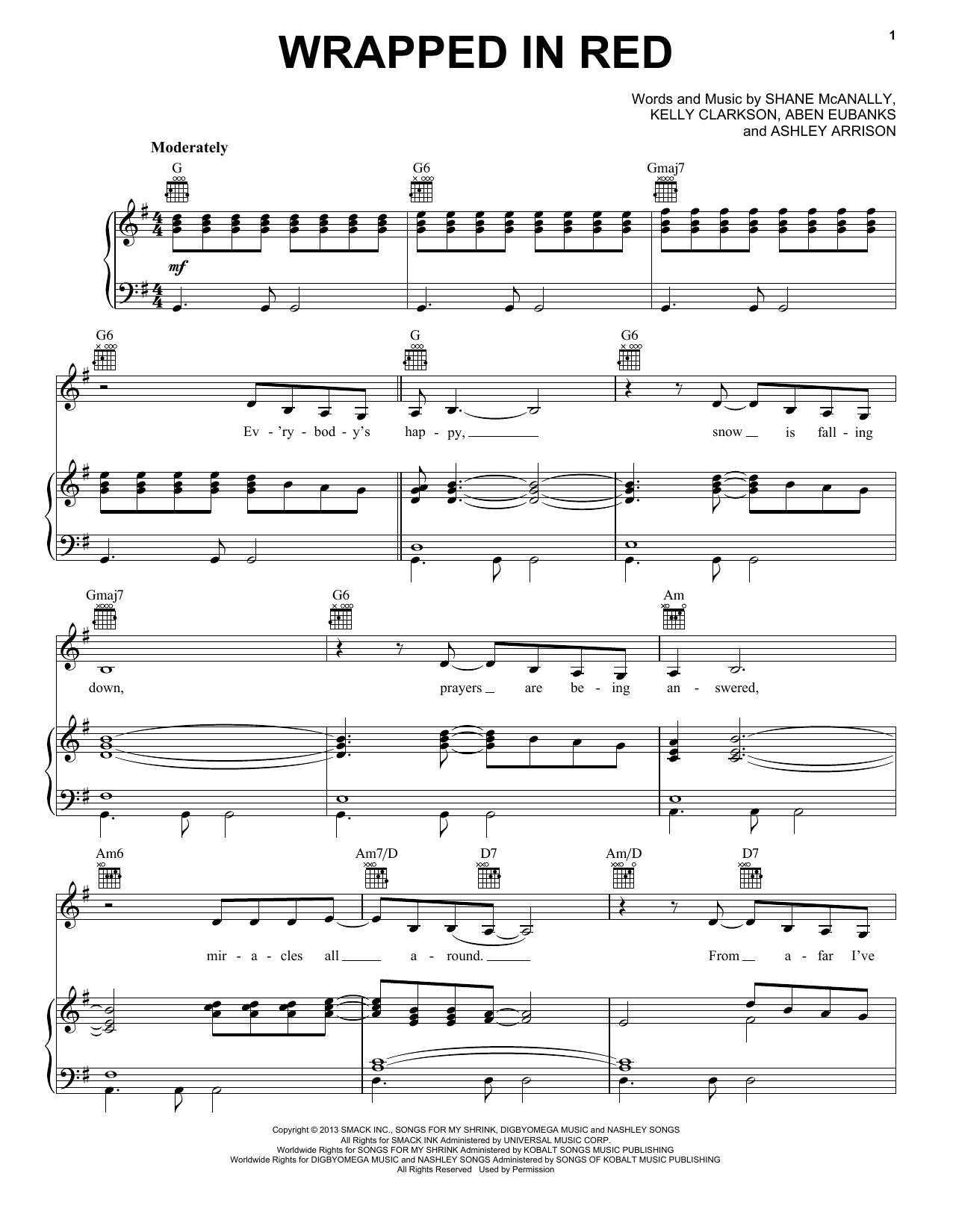 Download Kelly Clarkson Wrapped In Red Sheet Music and learn how to play Melody Line, Lyrics & Chords PDF digital score in minutes