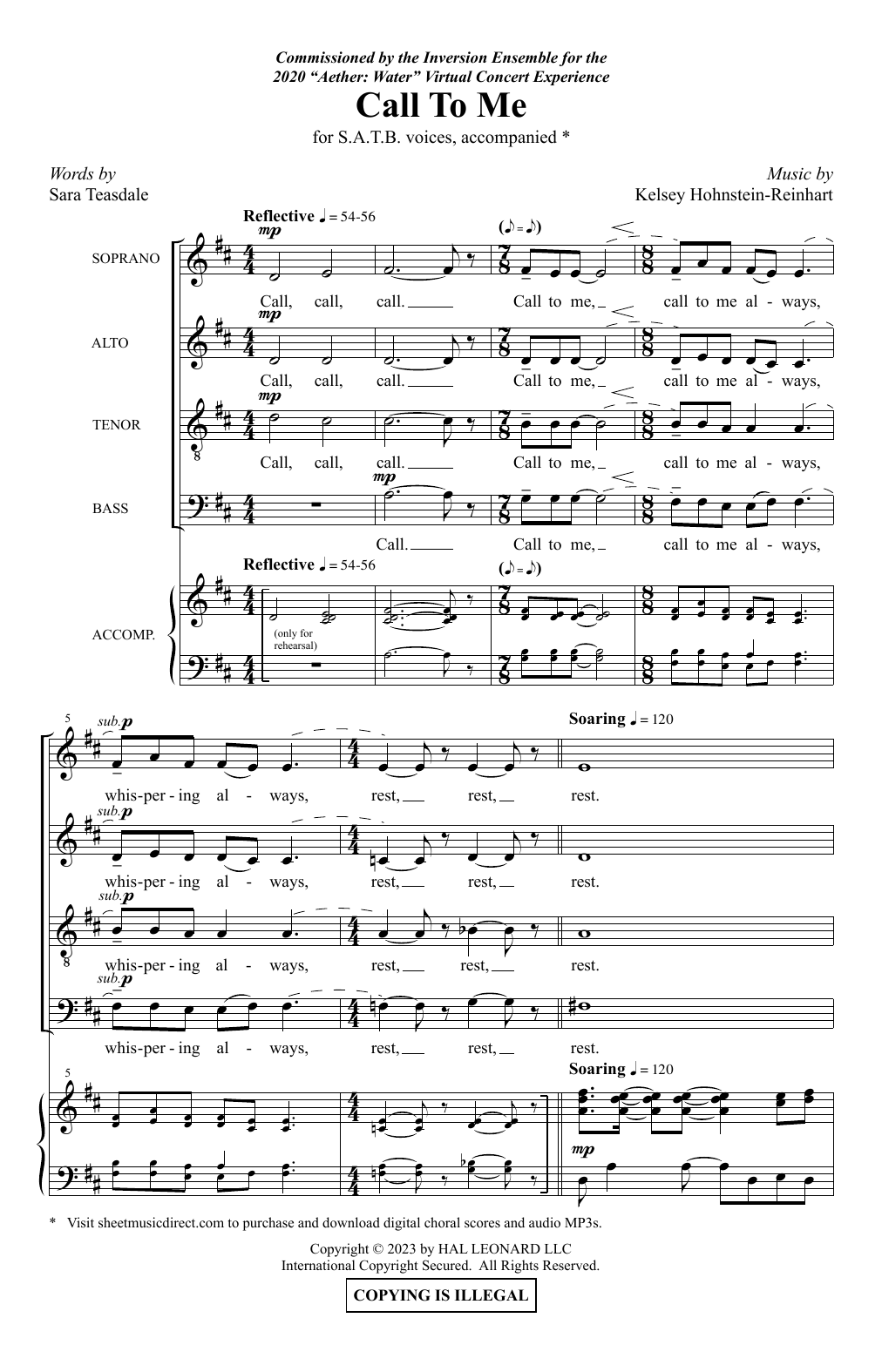 Download Kelsey Hohnstein-Reinhart Call To Me Sheet Music and learn how to play SATB Choir PDF digital score in minutes