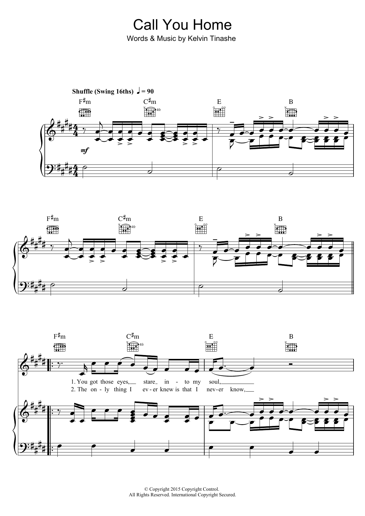 Download Kelvin Jones Call You Home Sheet Music and learn how to play Piano, Vocal & Guitar (Right-Hand Melody) PDF digital score in minutes