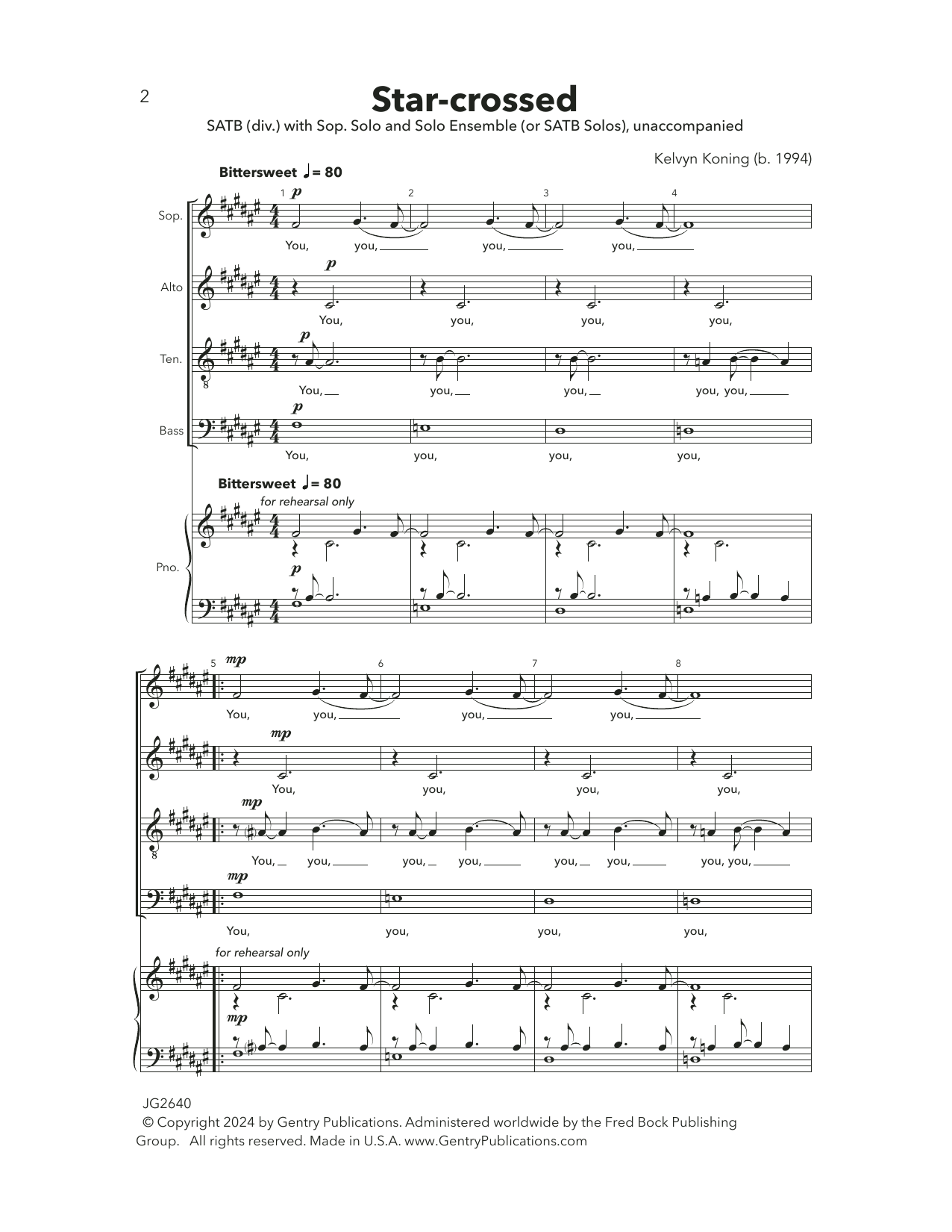 Download Kelvyn Koning Star-Crossed Sheet Music and learn how to play SATB Choir PDF digital score in minutes