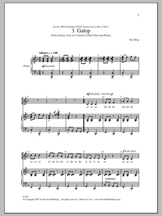 Download Ken Berg Galop Sheet Music and learn how to play SSA Choir PDF digital score in minutes