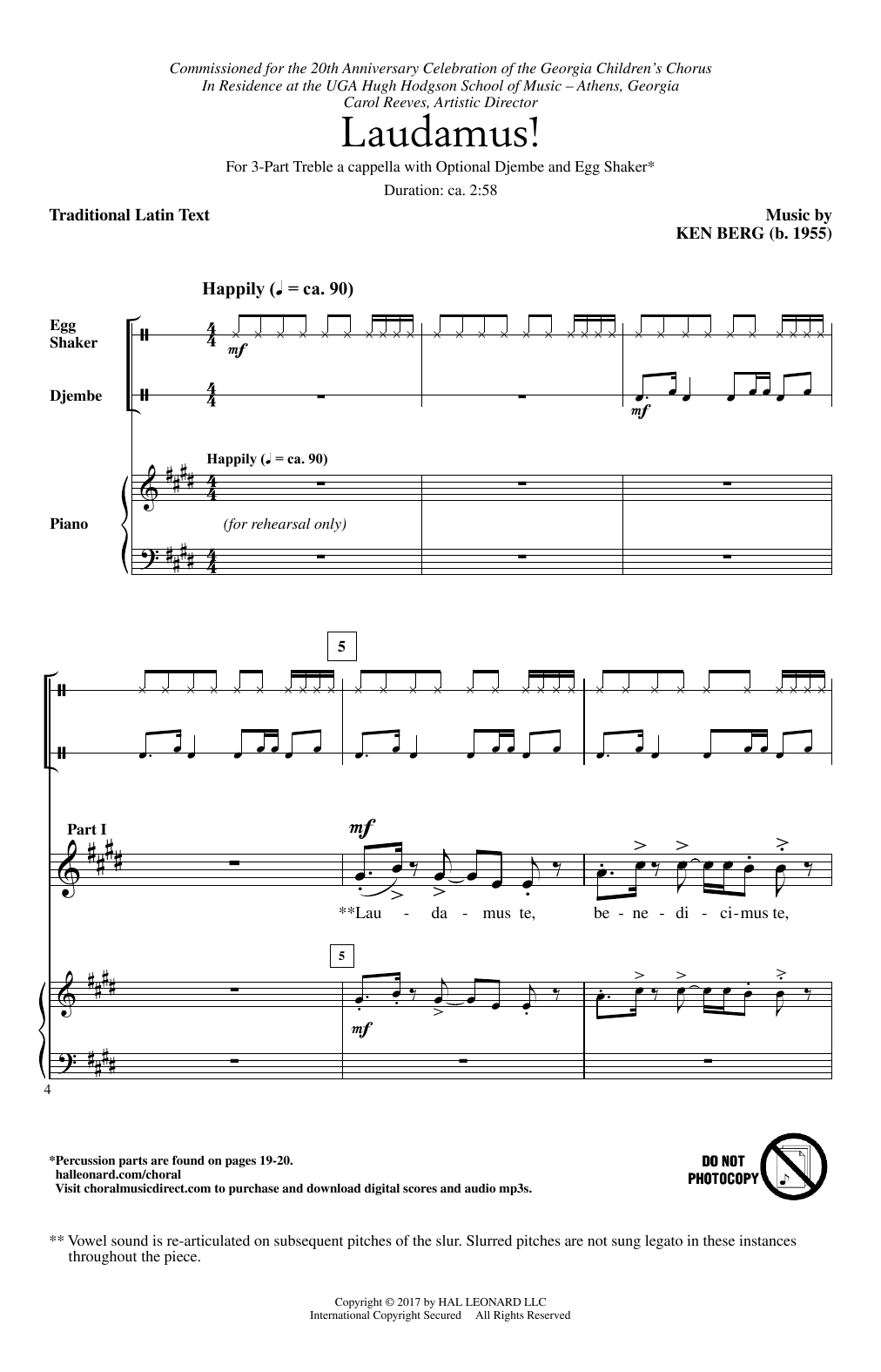 Download Ken Berg Laudamus! Sheet Music and learn how to play 3-Part Treble PDF digital score in minutes