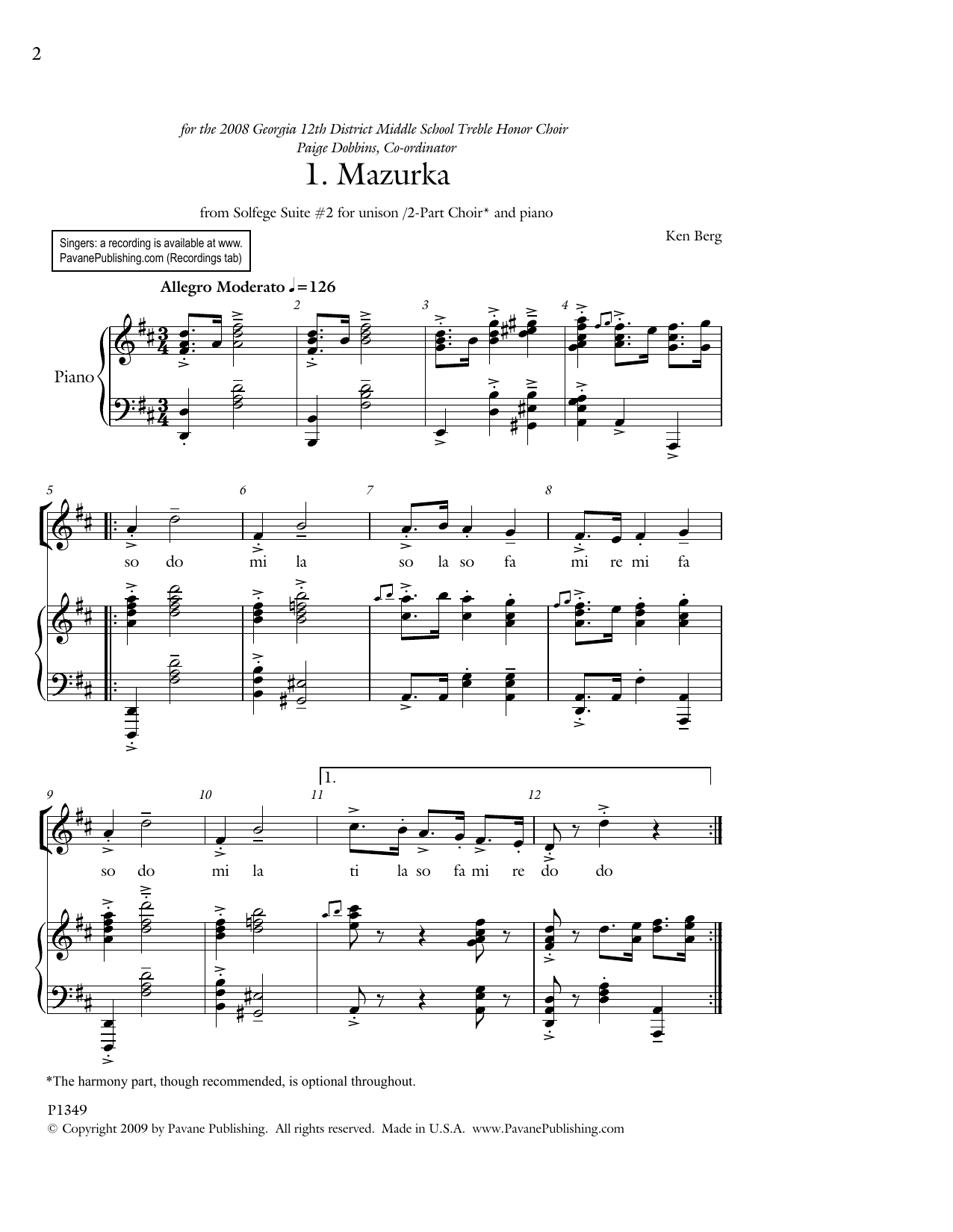 Download Ken Berg Mazurka (from 