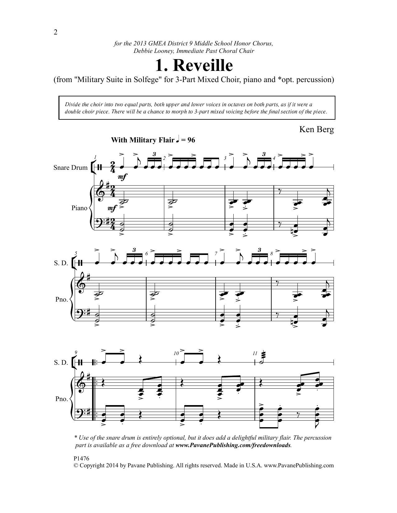 Download Ken Berg Reveille Sheet Music and learn how to play 3-Part Mixed Choir PDF digital score in minutes