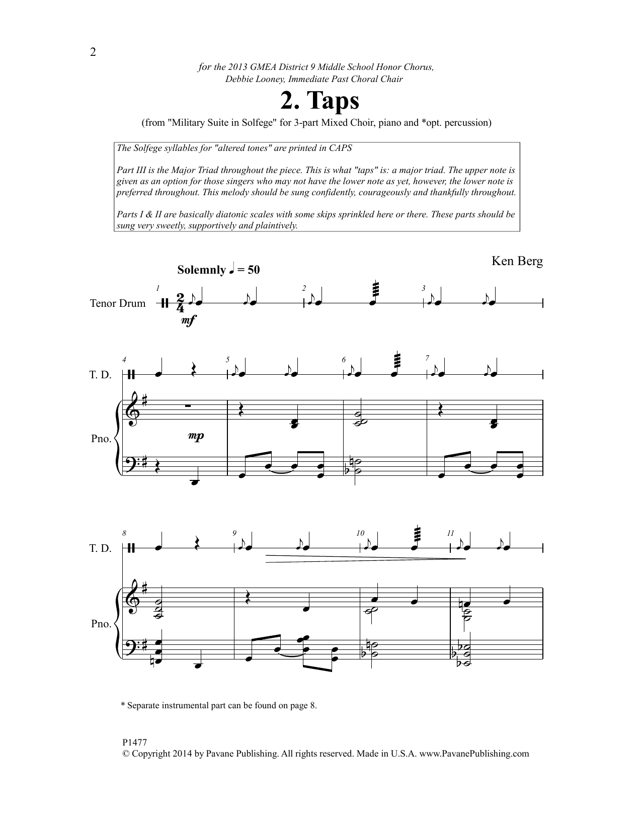 Download Ken Berg Taps Sheet Music and learn how to play 3-Part Mixed Choir PDF digital score in minutes