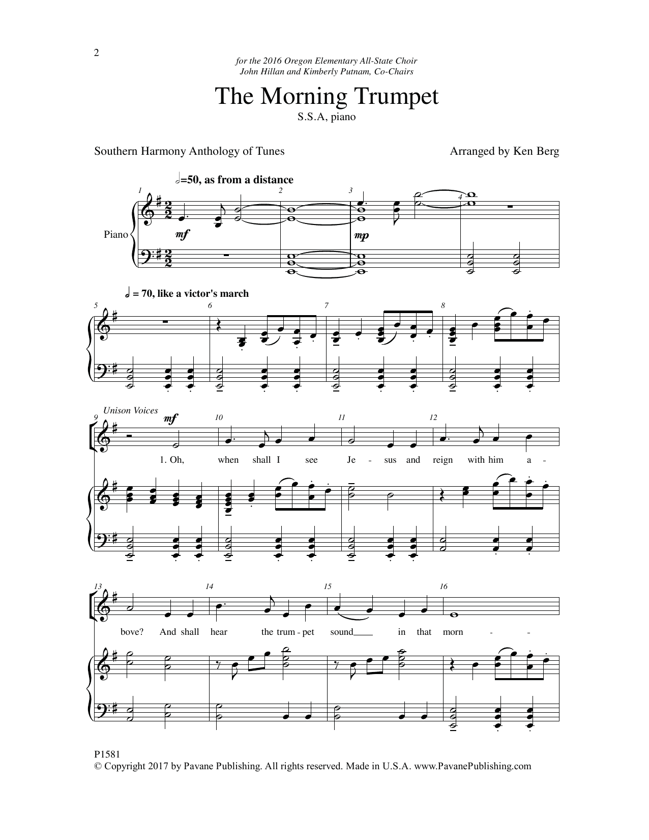 Download Ken Berg The Morning Trumpet Sheet Music and learn how to play SSA Choir PDF digital score in minutes