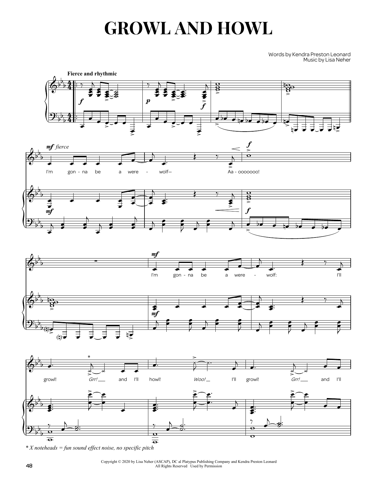 Download Kendra Preston Leonard Growl And Howl Sheet Music and learn how to play Piano & Vocal PDF digital score in minutes