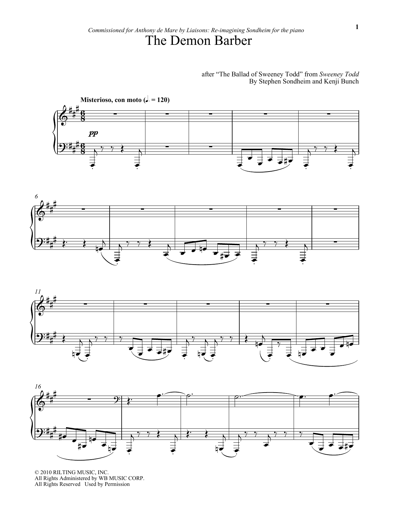 Download Stephen Sondheim The Demon Barber (arr. Kenji Bunch) Sheet Music and learn how to play Piano PDF digital score in minutes