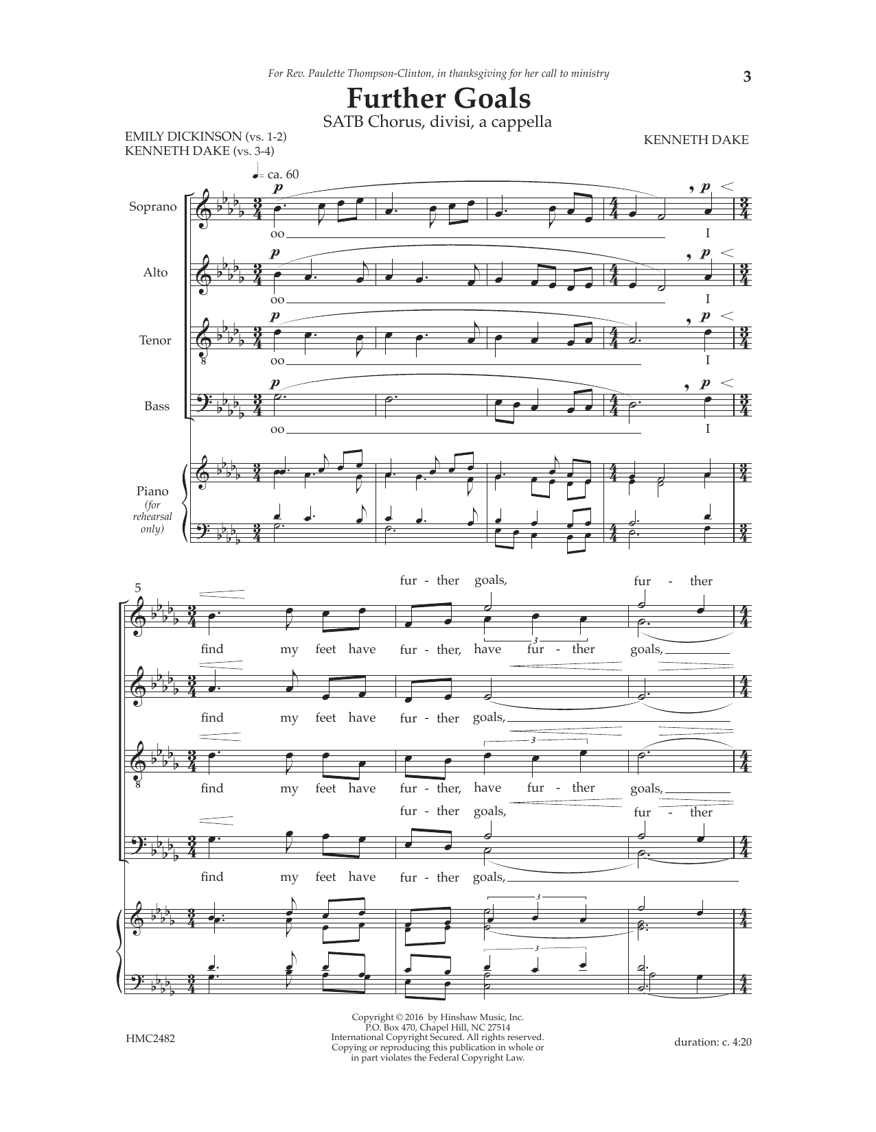 Download Kenneth Dake Further Goals Sheet Music and learn how to play SATB Choir PDF digital score in minutes