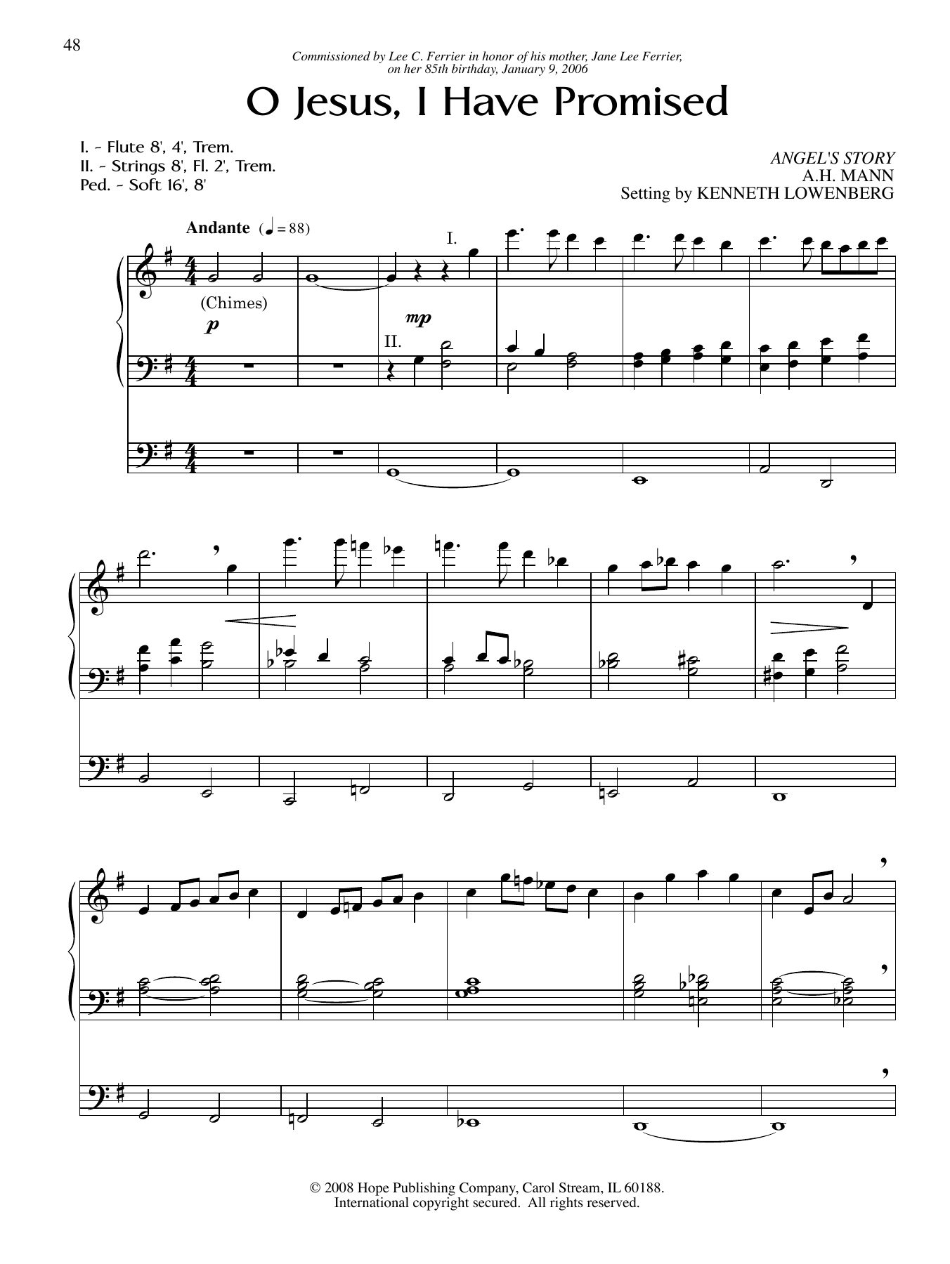 Download Kenneth Lowenberg O Jesus, I Have Promised Sheet Music and learn how to play Organ PDF digital score in minutes