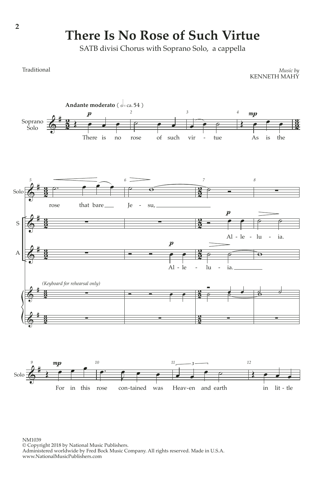Download Kenneth Mahy There Is No Rose Of Such Virtue Sheet Music and learn how to play SATB Choir PDF digital score in minutes