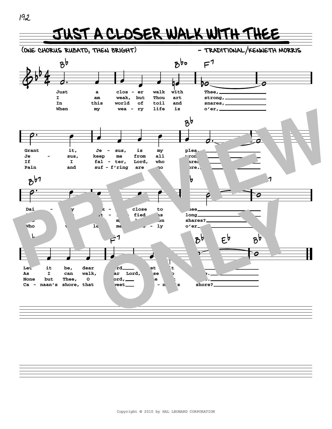 Download Kenneth Morris Just A Closer Walk With Thee (arr. Robert Rawlins) Sheet Music and learn how to play Real Book – Melody, Lyrics & Chords PDF digital score in minutes