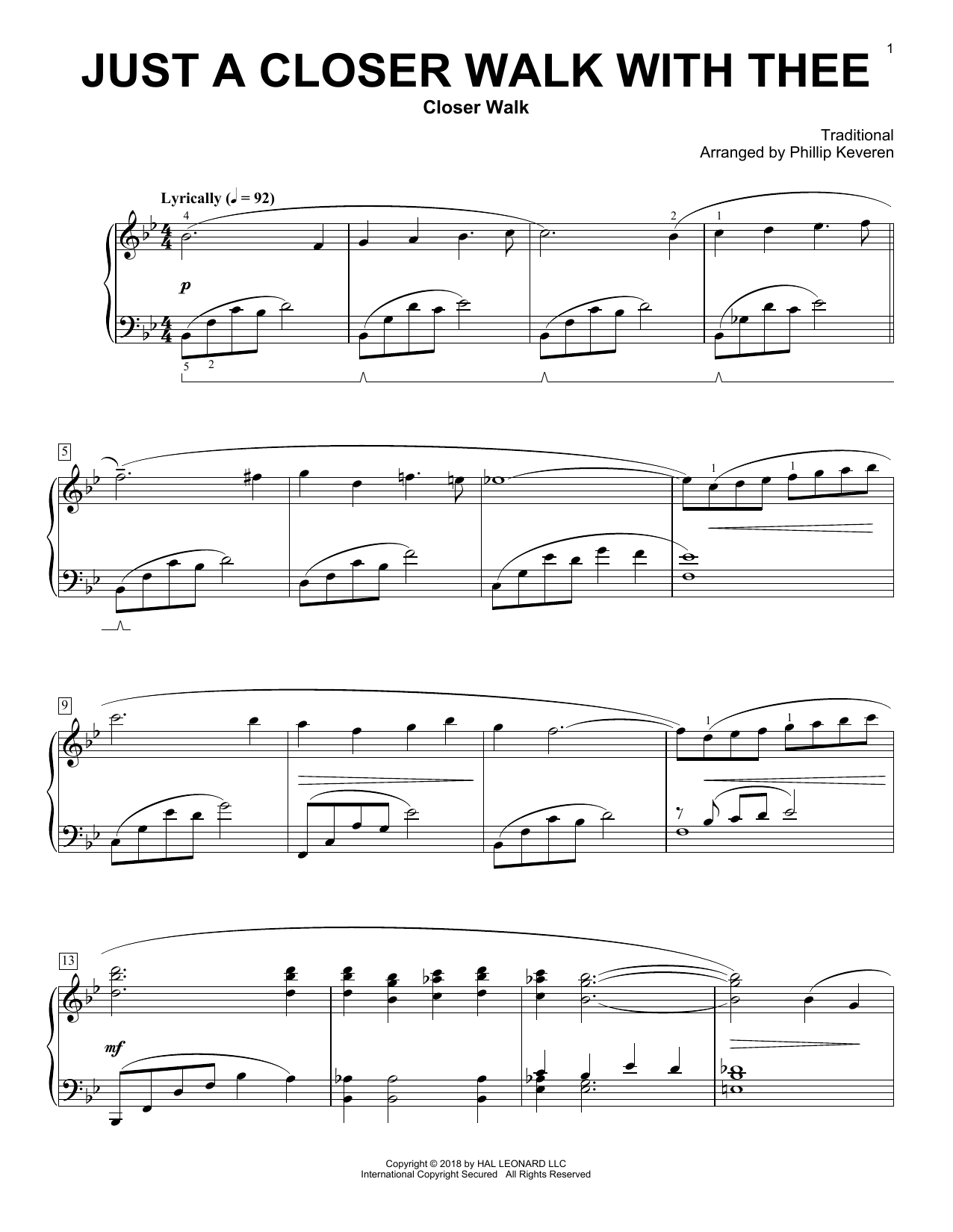 Download Kenneth Morris Just A Closer Walk With Thee [Classical version] (arr. Phillip Keveren) Sheet Music and learn how to play Piano Solo PDF digital score in minutes